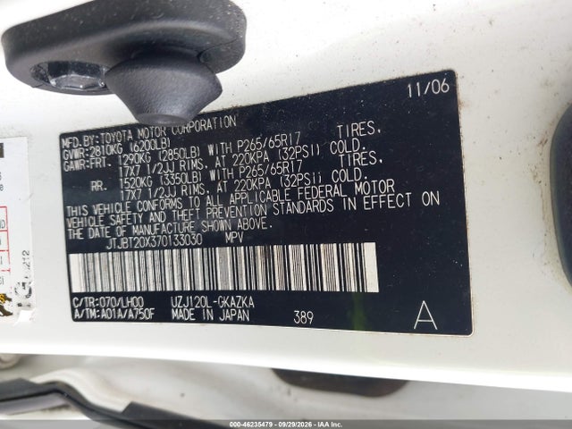 Продаж на аукціоні авто 2007 Lexus Gx 470, vin: JTJBT20X370133030, номер лоту: 46235479