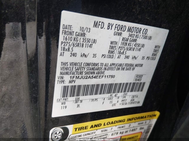 Продаж на аукціоні авто 2014 Ford Expedition Limited, vin: 1FMJU2A54EEF11750, номер лоту: 46235558