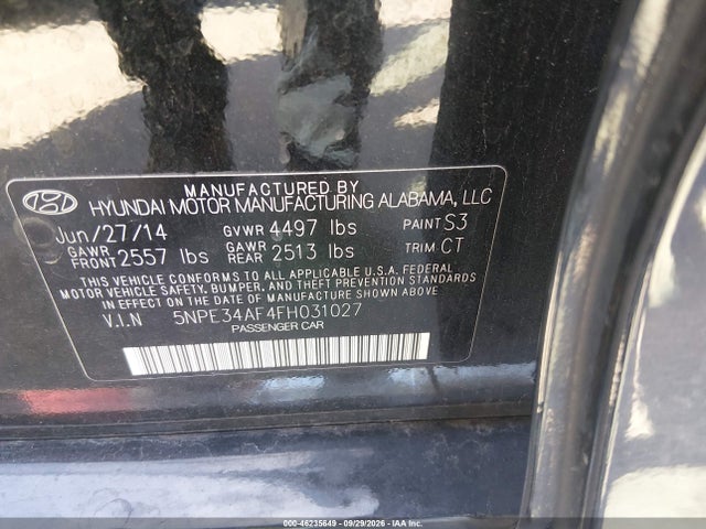 Hyundai Sonata Limited 2015 5NPE34AF4FH031027 Image 9