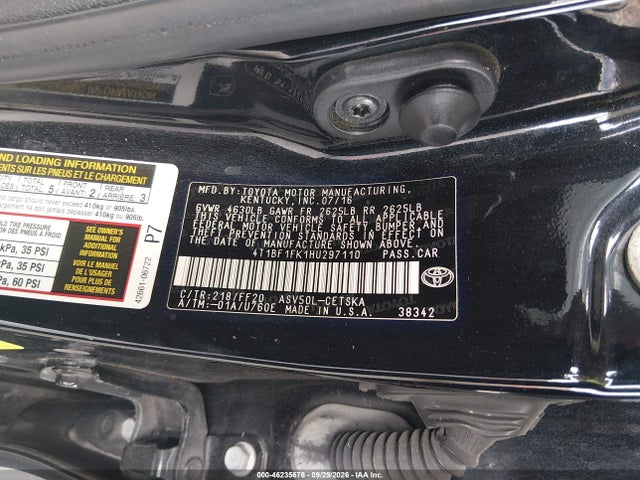 Aukcja sprzedaży 2017 Toyota Camry Se, vin: 4T1BF1FK1HU297110, numer aukcji: 46235676