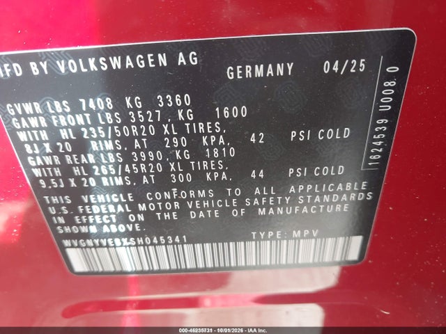 Aukcja sprzedaży 2025 Volkswagen Id. Buzz Pro S Plus With 4motion, vin: WVGNYVEBXSH045341, numer aukcji: 46235731
