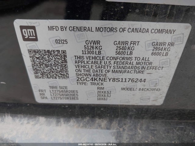 Aukcja sprzedaży 2025 Chevrolet Silverado 2500hd 4wd  Standard Bed Lt, vin: 2GC4KNEY8S1176244, numer aukcji: 46235743