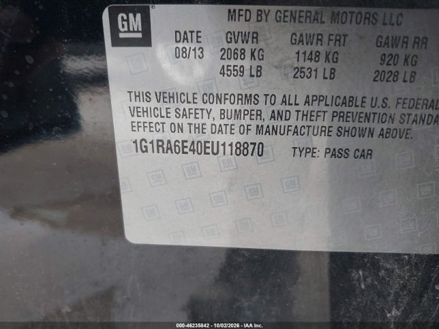Продажа на аукционе авто 2014 Chevrolet Volt, vin: 1G1RA6E40EU118870, номер лота: 46235842