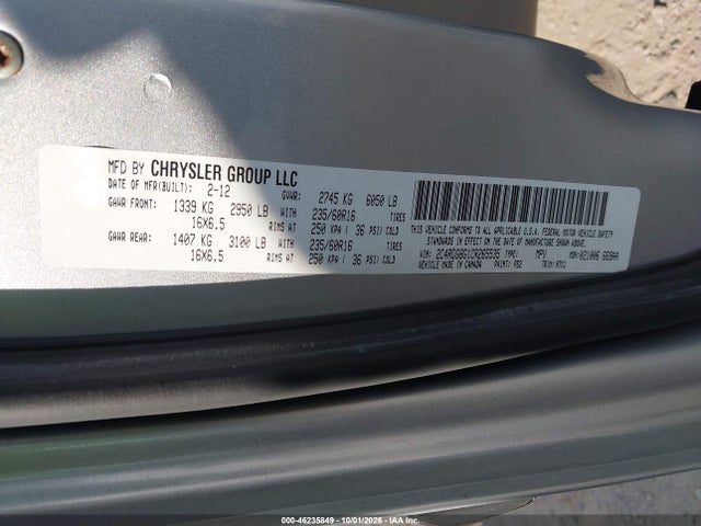 Aukcja sprzedaży 2012 Dodge Grand Caravan Se/avp, vin: 2C4RDGBG1CR265535, numer aukcji: 46235849