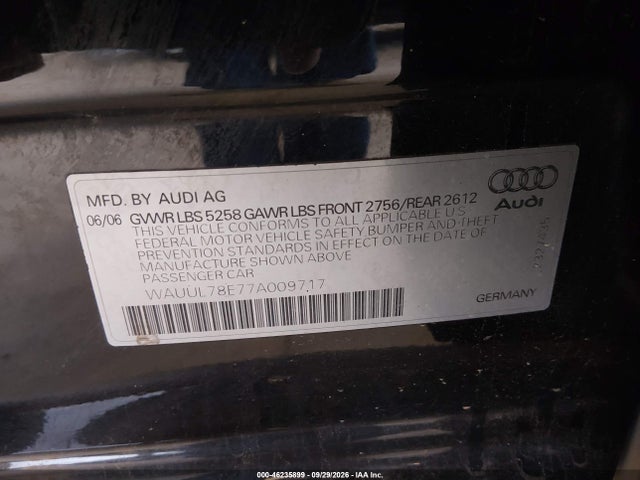 46235899 :رقم المزاد ، WAUUL78E77A009717 vin ، 2007 Audi S4 4.2 Avant مزاد بيع