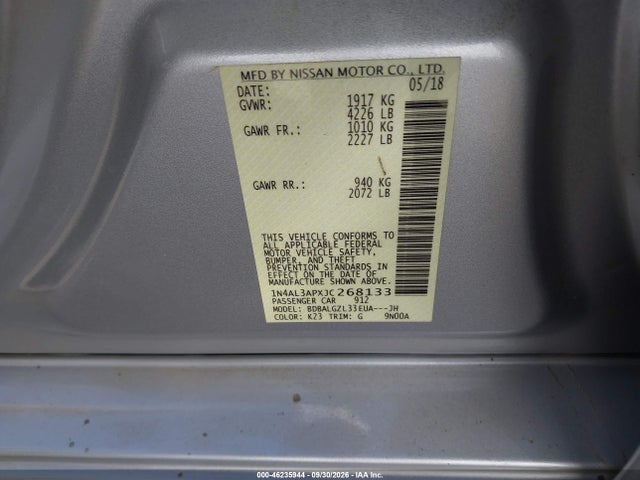 Nissan Altima 2.5 S 2018 1N4AL3APXJC268133 Image 9