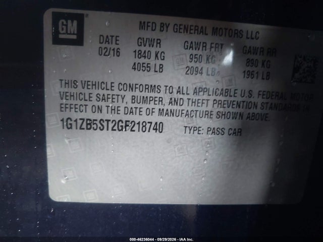 Chevrolet MALIBU LS 2016 1G1ZB5ST2GF218740 Image 9