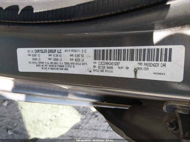 2012 Dodge Avenger Se მანქანა იყიდება აუქციონზე, vin: 1C3CDZAB4CN216287, აუქციონის ნომერი: 46236226