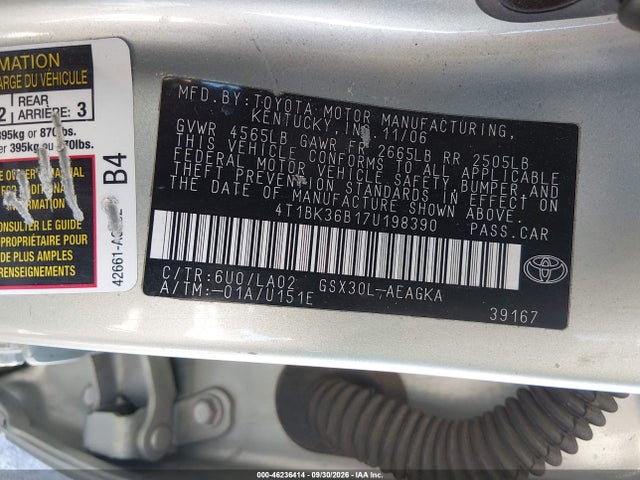 Продаж на аукціоні авто 2007 Toyota Avalon Xls, vin: 4T1BK36B17U198390, номер лоту: 46236414
