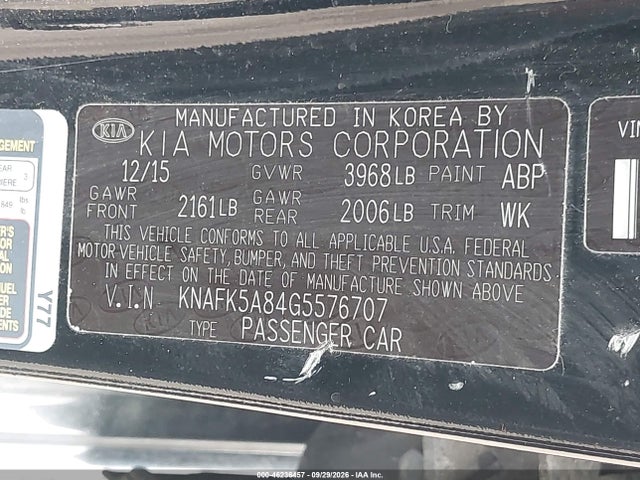 Aukcja sprzedaży 2016 Kia Forte Lx, vin: KNAFK5A84G5576707, numer aukcji: 46236457