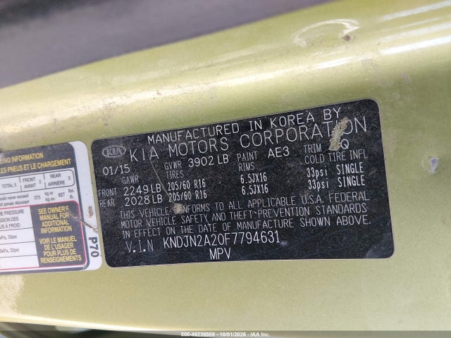 KIA Soul 2015 KNDJN2A20F7794631 Image 9