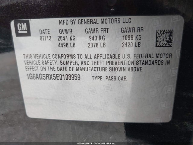 Aukcja sprzedaży 2014 Cadillac Ats Standard, vin: 1G6AG5RX5E0108959, numer aukcji: 46236674