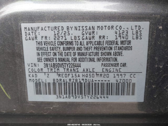 46236745 :رقم المزاد ، 3N1AB9DV5TY226444 vin ، 2026 Nissan Sentra Sr مزاد بيع