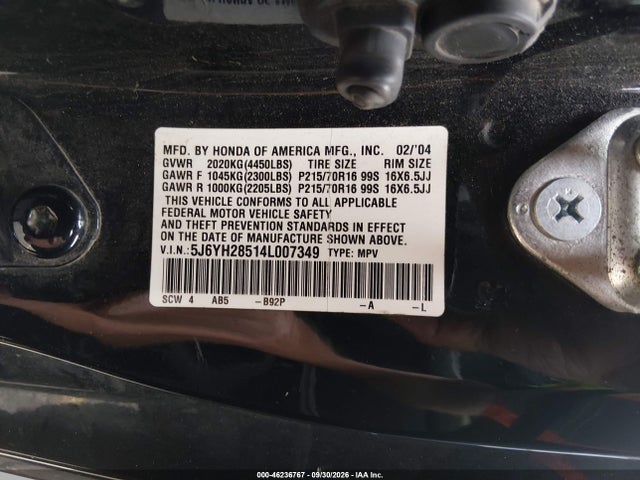 Продаж на аукціоні авто 2004 Honda Element Ex, vin: 5J6YH28514L007349, номер лоту: 46236767