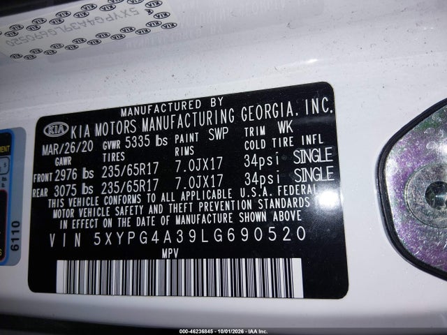 KIA Sorento 2.4l Lx 2020 5XYPG4A39LG690520 Image 9