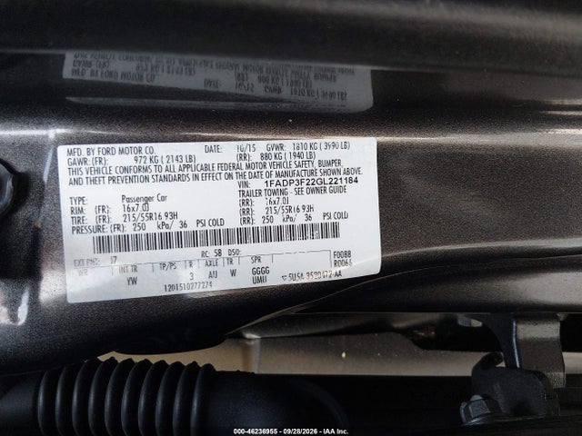 Aukcja sprzedaży 2016 Ford Focus Se, vin: 1FADP3F22GL221184, numer aukcji: 46236955