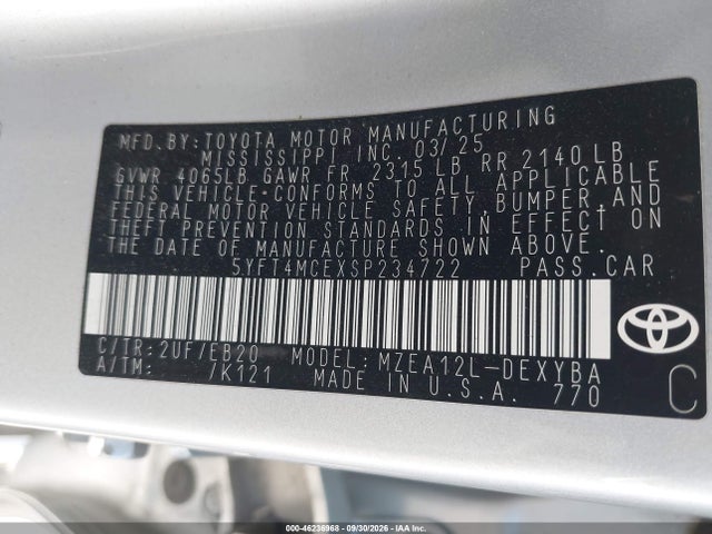 Toyota Corolla Xse 2025 5YFT4MCEXSP234722 Image 9