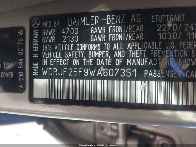 Продаж на аукціоні авто 1998 Mercedes-benz E 300 Diesel, vin: WDBJF25F9WA607351, номер лоту: 46236994