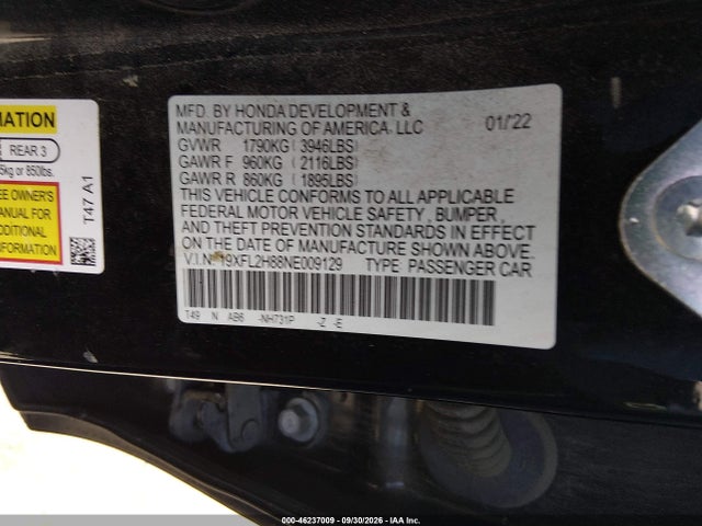 Honda Civic Sport 2022 19XFL2H88NE009129 Image 9