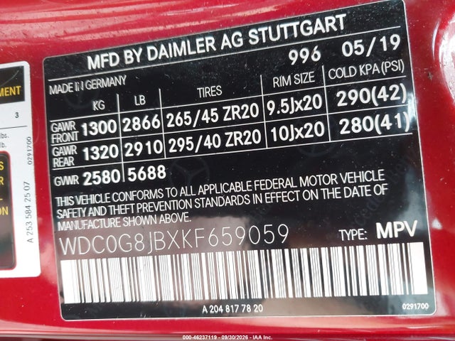 Продаж на аукціоні авто 2019 Mercedes-benz Amg Glc 63 4matic, vin: WDC0G8JBXKF659059, номер лоту: 46237119