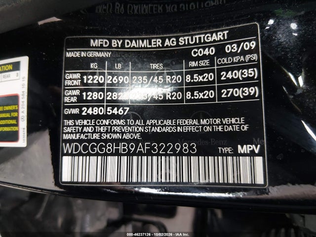 46237126 :رقم المزاد ، WDCGG8HB9AF322983 vin ، 2010 Mercedes-benz Glk 350 4matic مزاد بيع