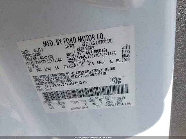 Aukcja sprzedaży 2013 Ford F-150 Xlt, vin: 1FTVX1CT1DKF00210, numer aukcji: 46237185