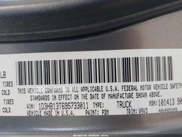 Aukcja sprzedaży 2009 Dodge Ram 1500 Slt/sport/trx, vin: 1D3HB13T69S733011, numer aukcji: 46237198