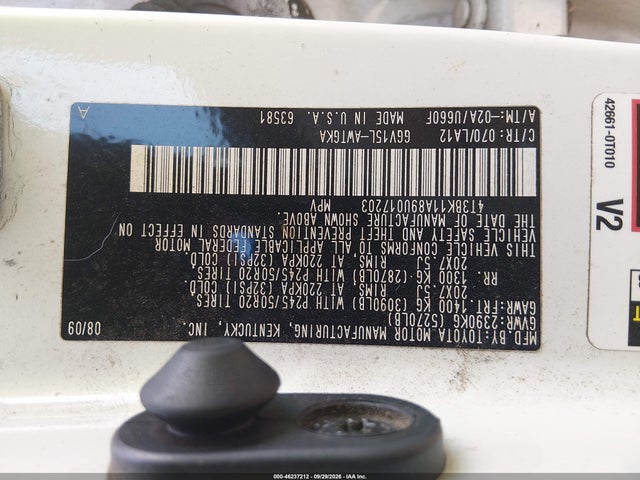 2009 Toyota Venza Base V6 მანქანა იყიდება აუქციონზე, vin: 4T3BK11A89U017203, აუქციონის ნომერი: 46237212