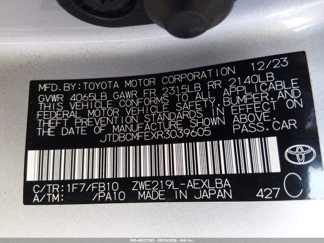 Toyota Corolla Hybrid Le 2024 JTDBCMFEXR3039605 Image 9