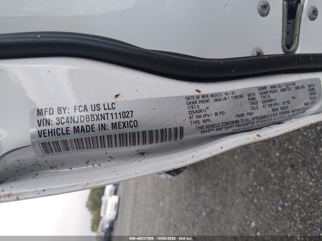 Aukcja sprzedaży 2022 Jeep Compass Latitude 4x4, vin: 3C4NJDBBXNT111027, numer aukcji: 46237299