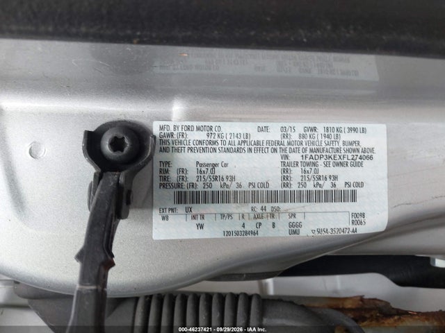 Продажа на аукционе авто 2015 Ford Focus Se, vin: 1FADP3KEXFL274066, номер лота: 46237421
