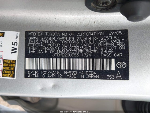 Продаж на аукціоні авто 2005 Toyota Prius, vin: JTDKB20U353117241, номер лоту: 46237460