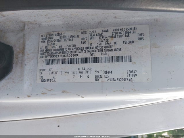 Продажа на аукционе авто 2013 Ford E-350 Super Duty Commercial, vin: 1FTSS3EL0DDB03909, номер лота: 46237463