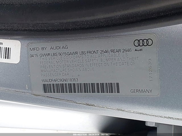2016 Audi A6 2.0t Premium Plus მანქანა იყიდება აუქციონზე, vin: WAUDFAFC9GN018353, აუქციონის ნომერი: 46237536