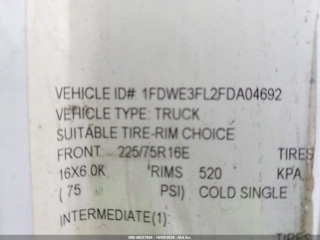 Продажа на аукционе авто 2015 Ford E-350 Cutaway, vin: 1FDWE3FL2FDA04692, номер лота: 46237584