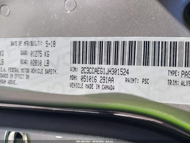 Aukcja sprzedaży 2018 Chrysler 300 Limited, vin: 2C3CCAEG1JH301524, numer aukcji: 46237647