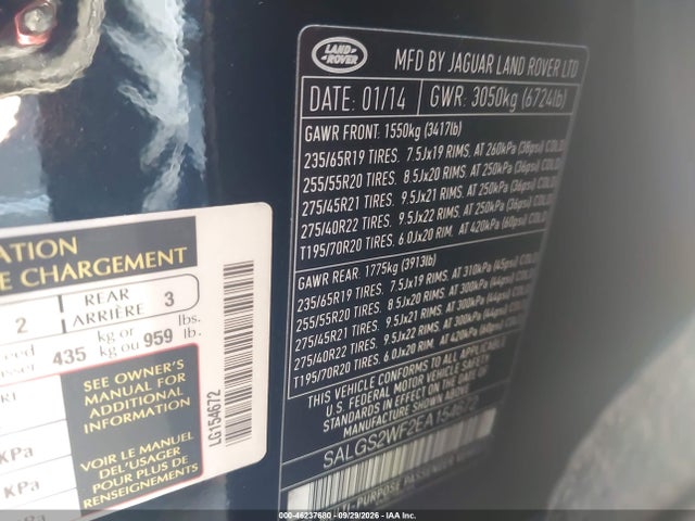 Land Rover Range Rover 3.0l V6 Supercharged Hse 2014 SALGS2WF2EA154672 Image 9