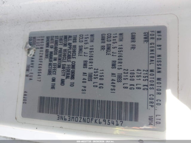 Chevrolet City Express 1lt 2015 3N63M0ZN0FK695417 Image 9