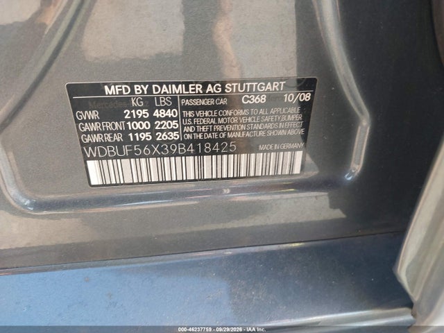 Продажа на аукционе авто 2009 Mercedes-benz E 350, vin: WDBUF56X39B418425, номер лота: 46237759
