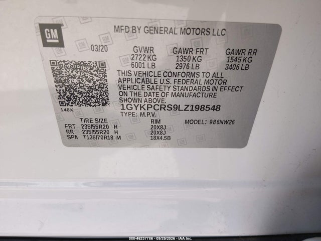 Aukcja sprzedaży 2020 Cadillac Xt6 Fwd Premium Luxury, vin: 1GYKPCRS9LZ198548, numer aukcji: 46237786