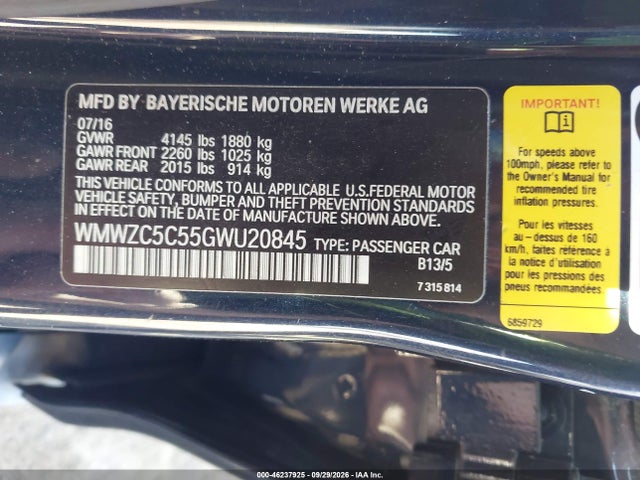 Продаж на аукціоні авто 2016 Mini Countryman Cooper S, vin: WMWZC5C55GWU20845, номер лоту: 46237925
