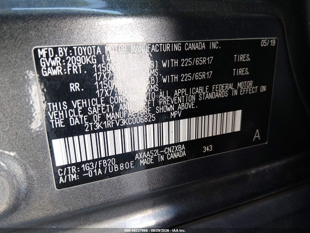 Toyota RAV4 LE 2019 2T3K1RFV3KC006825 Image 9
