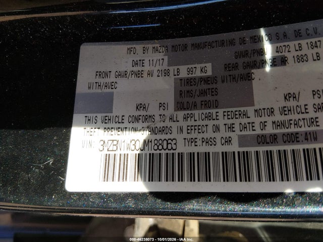 Продаж на аукціоні авто 2018 Mazda Mazda3 Grand Touring, vin: 3MZBN1W30JM188063, номер лоту: 46238073