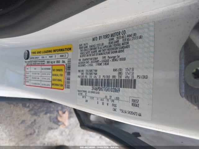 Продаж на аукціоні авто 2016 Ford Fusion Se, vin: 3FA6P0H77GR102869, номер лоту: 46238086