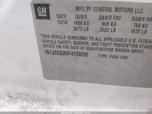 Chevrolet Sonic Lt Auto 2015 1G1JC6SH6F4138086 Image 9