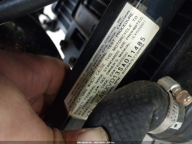Продажа на аукционе авто 1995 Kawasaki Ex500 D, vin: JKAEXVD13SA011485, номер лота: 46238136