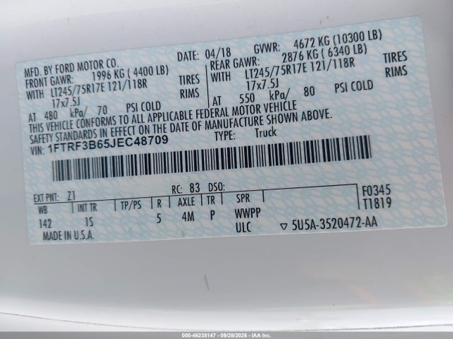 Ford F-350 Xl 2018 1FTRF3B65JEC48709 Image 9