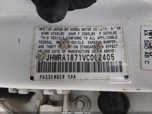 46238417 :رقم المزاد ، JHMRA1871VC002405 vin ، 1997 Honda Odyssey Ex مزاد بيع