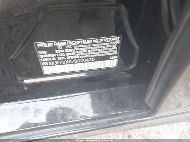 46238515 :رقم المزاد ، WDBUF72X07B090430 vin ، 2007 Mercedes-benz E 550 مزاد بيع