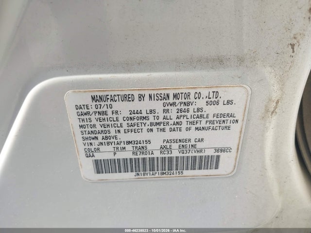 Aukcja sprzedaży 2011 Infiniti M37, vin: JN1BY1AP1BM324155, numer aukcji: 46238523